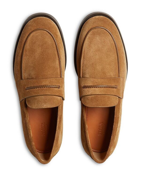 ゼニア レディース シューズ スリッポン・ローファー スエード ローファー ZEGNA Suede Mocassin Corso Loafers Tobacco