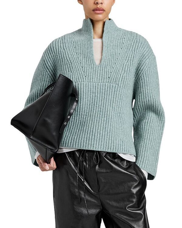 プロエンザ スクーラー レディース アウター ニット・セーター リブ ウール セーター Proenza Schouler White Label Meron Wool Ribbed Sweater Sea Glass Melange