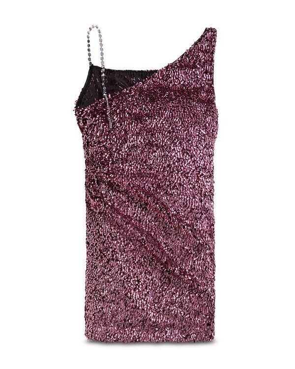 エリア レディース トップス ワンピース ミニワンピース ミニ AREA Crystal Strap Embellished Mini Dress Metlic Rose