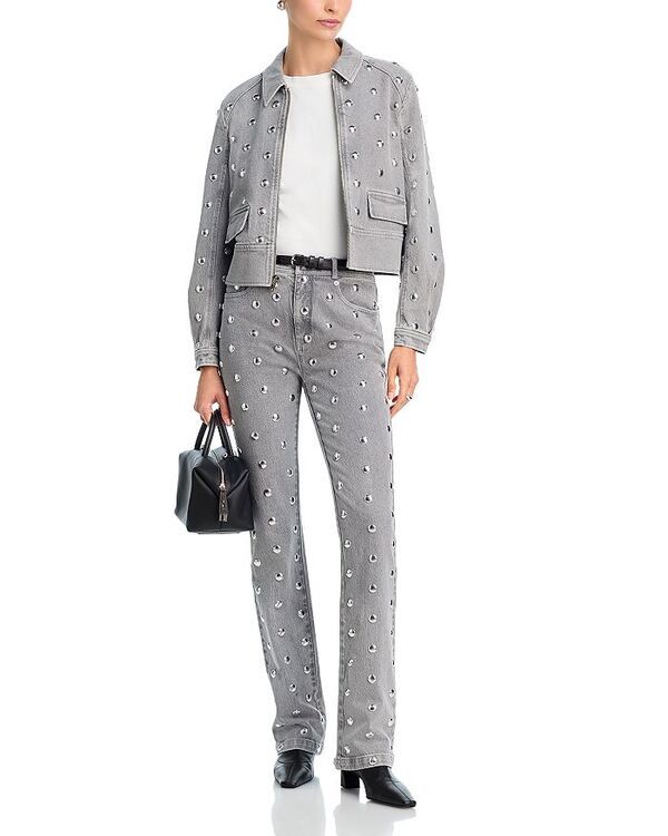 サンク セプト レディース ボトムス デニムパンツ デニム ジーンズ Cinq Sept Sammy Studded HighRise Denim Jeans in LuneSilver LuneSilver シルバー サンク セプト レディース ボトムス デニムパンツ デニム ジーンズ Cinq Sept Sammy Studded HighRise Denim Jeans in LuneSilver LuneSilver シルバー