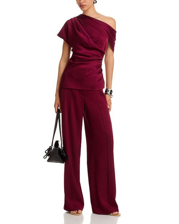 シムカイ レディース ボトムス カジュアルパンツ ワイドレッグ パンツ SIMKHAI Kyra Wide Leg Pants Cranberry
