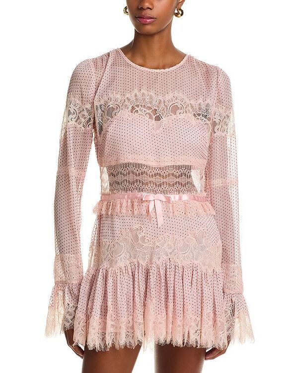 ラブスハックファンシー レディース トップス ワンピース レーストリム ミニワンピース ミニ レース LoveShackFancy Sevilla Lace Trim Mini Dress Pink Nude ピンク 68,090円