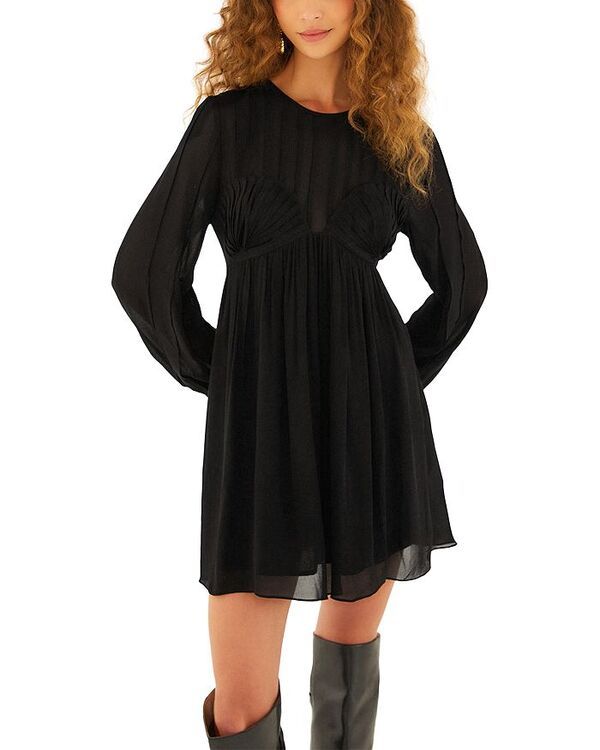ファーム レディース トップス ワンピース ミニワンピース プリーツ ミニ FARM Rio Pleated Mini Dress Black ブラック