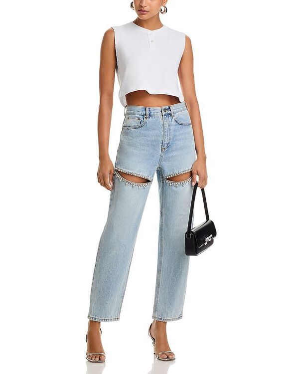エリア レディース ボトムス デニムパンツ ジーンズ AREA Crystal Slit Jeans in Light Light Blue ブルー エリア レディース ボトムス デニムパンツ ジーンズ AREA Crystal Slit Jeans in Light Light Blue ブルー