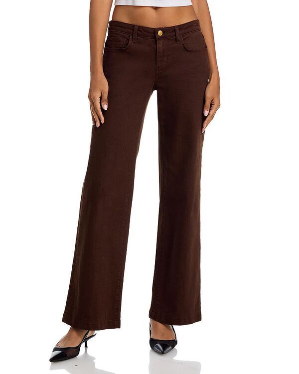ラジャンス レディース ボトムス デニムパンツ ワイドレッグ ローライズ ジーンズ LAGENCE Joanne Low Rise Wide Leg Jeans Brown ブラウン