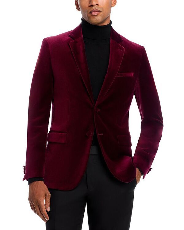 フューゴ レディース アウター ジャケット・ブルゾン スリムフィット ベルベット ジャケット HUGO Arti Slim Fit Velvet Dinner Jacket Dark Red レッド