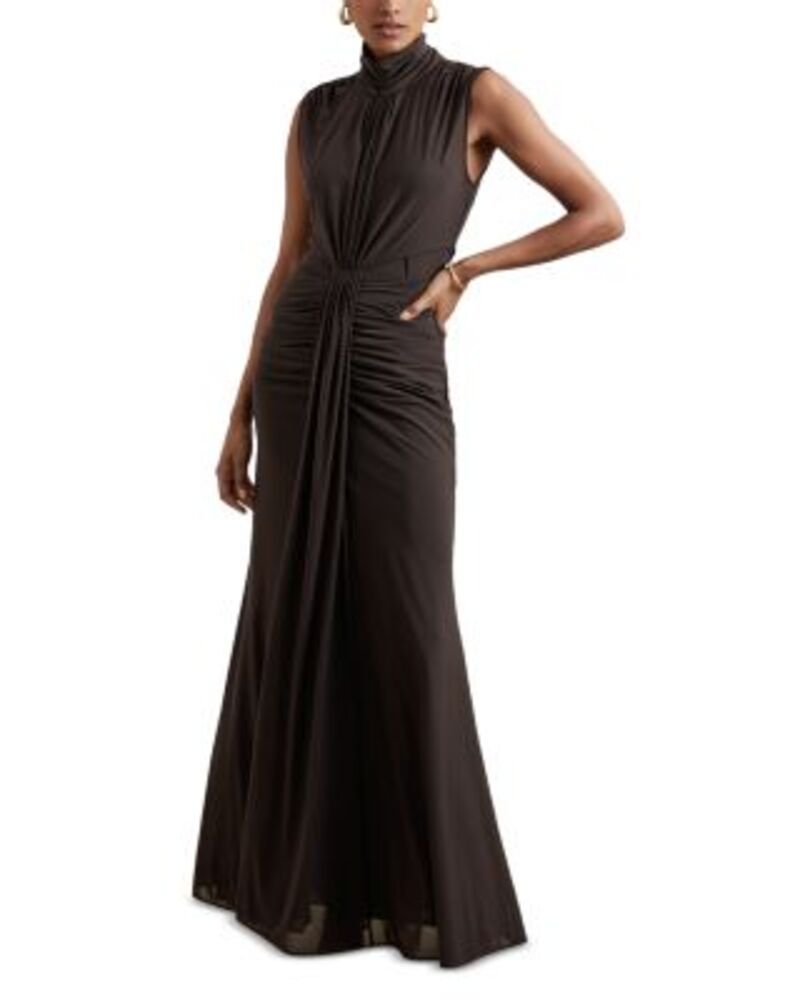 レイス レディース トップス ワンピース ギャザー マキシ REISS Daniella Ruched Maxi Dress Grape グレープ