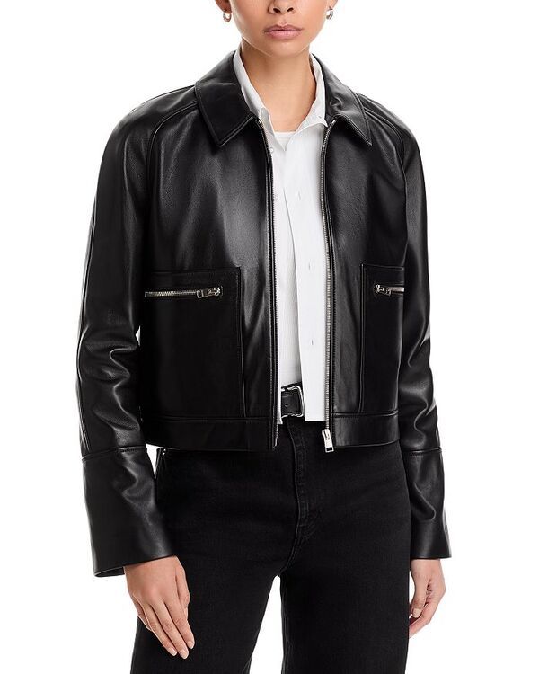フレーム レディース アウター ジャケット・ブルゾン レザー ジャケット FRAME The Leather Zip Front Jacket Black ブラック
