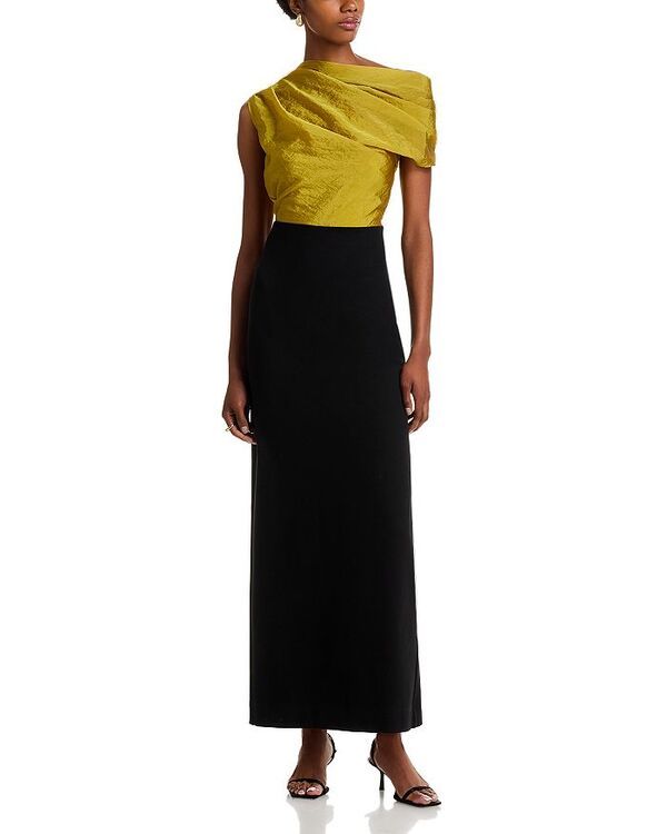 スタウド レディース トップス ワンピース STAUD Topaz Dress ChartreuseBlack ブラック