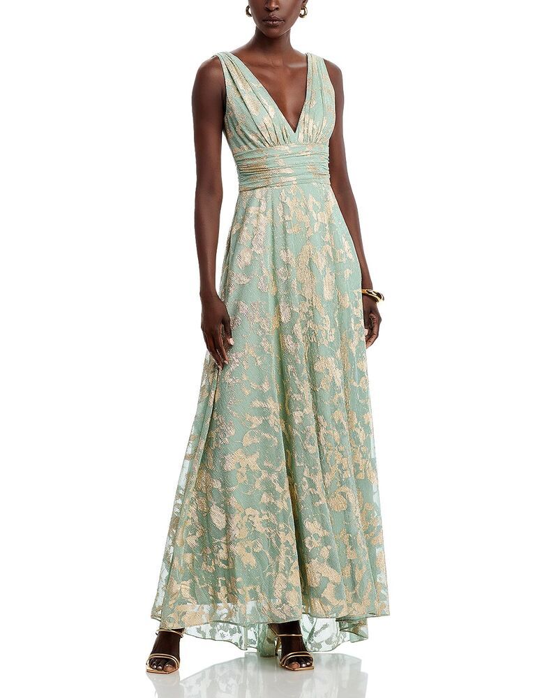 アクア レディース トップス ワンピース AQUA Crinkle Foil Dress Exclusive SageGold セージ