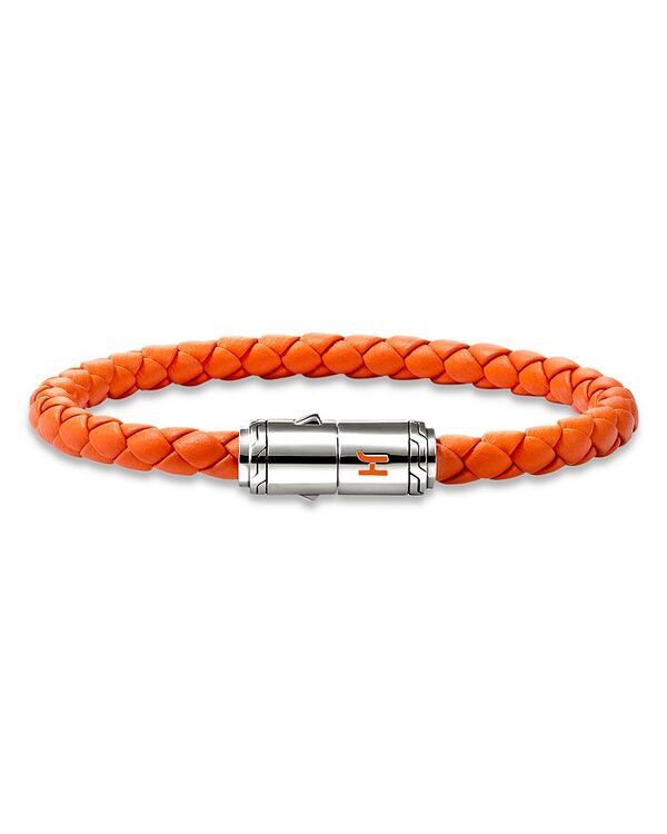 ジョン・ハーディー メンズ アクセサリー ブレスレット・バングル・アンクレット レザー JOHN HARDY Mens Sterling Silver Woven Leather Bracelet Silver シルバー