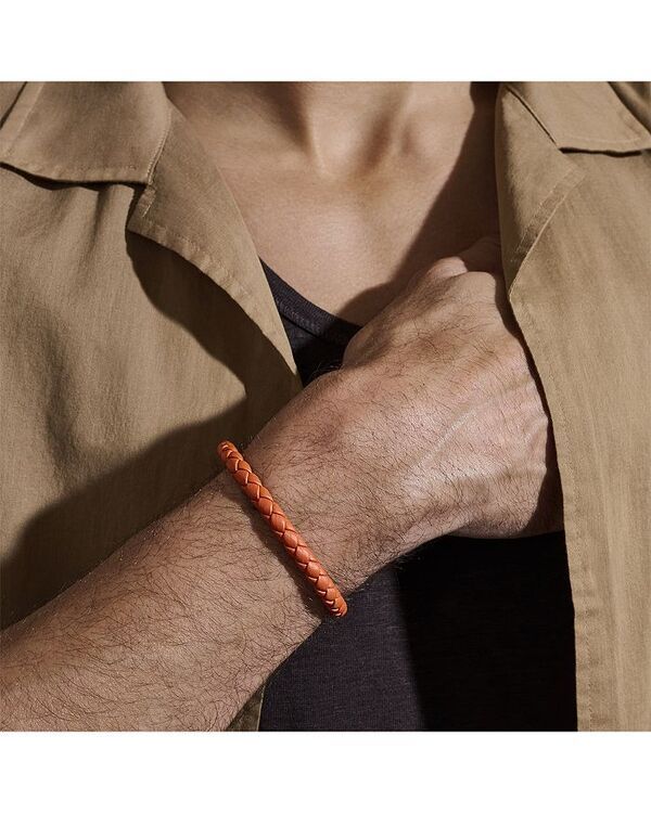 ジョン・ハーディー メンズ アクセサリー ブレスレット・バングル・アンクレット レザー JOHN HARDY Mens Sterling Silver Woven Leather Bracelet Silver シルバー