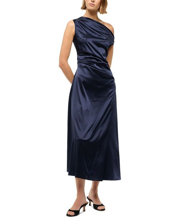 スタウド レディース トップス ワンピース シルク STAUD Phare Silk Blend Dress Navy ネイビー