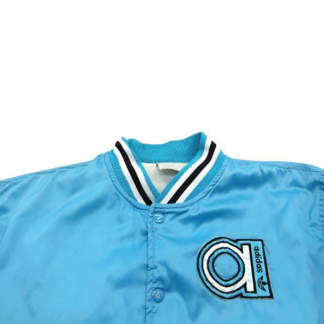 ADIDAS 80s SATIN BOMBER JACKET サイズ不明 台湾製 アディダス サテン ボンバー ジャケット アウター スタジャン 大名店 ADIDAS 80s SATIN BOMBER JACKET サイズ不明 台湾製 アディダス サテン ボンバー ジャケット アウター スタジャン 大名店