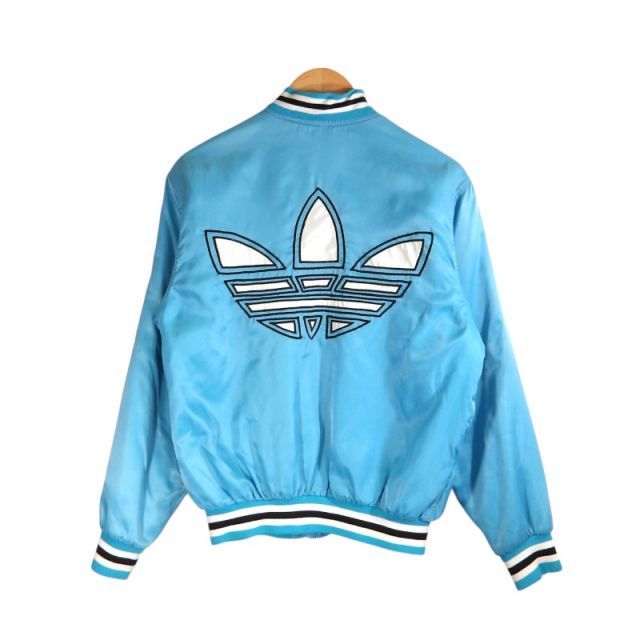 ADIDAS 80s SATIN BOMBER JACKET サイズ不明 台湾製 アディダス サテン ボンバー ジャケット アウター スタジャン 大名店 ADIDAS 80s SATIN BOMBER JACKET サイズ不明 台湾製 アディダス サテン ボンバー ジャケット アウター スタジャン 大名店