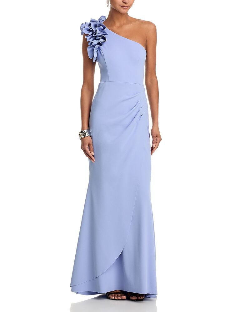 アクア レディース トップス ワンピース クレープ フリル AQUA One Shoulderuffle Crepe Gown Exclusive Periwinkle
