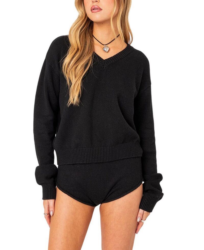 アディクテッド レディース アウター ニット・セーター Edikted Comfort Club Oversized Sweater Black ブラック