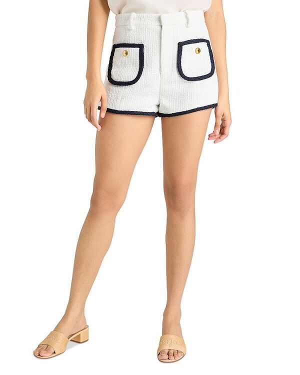 サンク ア セプト レディース ボトムス ハーフパンツ・ショーツ ツイード ショートパンツ コントラスト Cinq a Sept Auden Tweed Contrast Trim Shorts WhiteNavy ホワイト