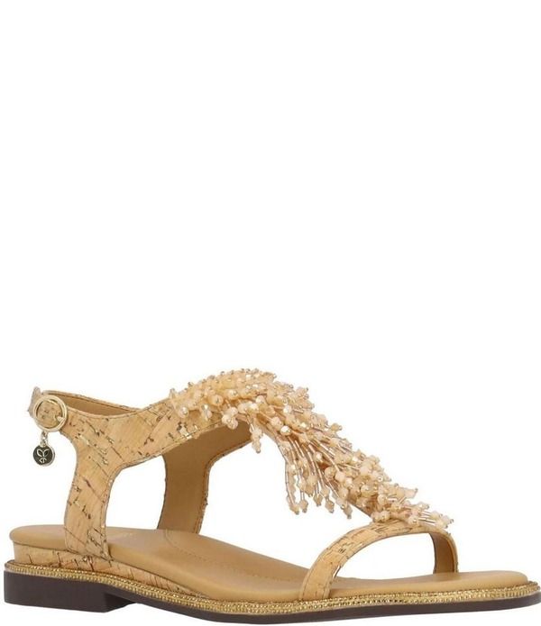 ジェイレニー レディース シューズ サンダル J Renee Lunaria Beaded Cork TStrap Sandals Natural