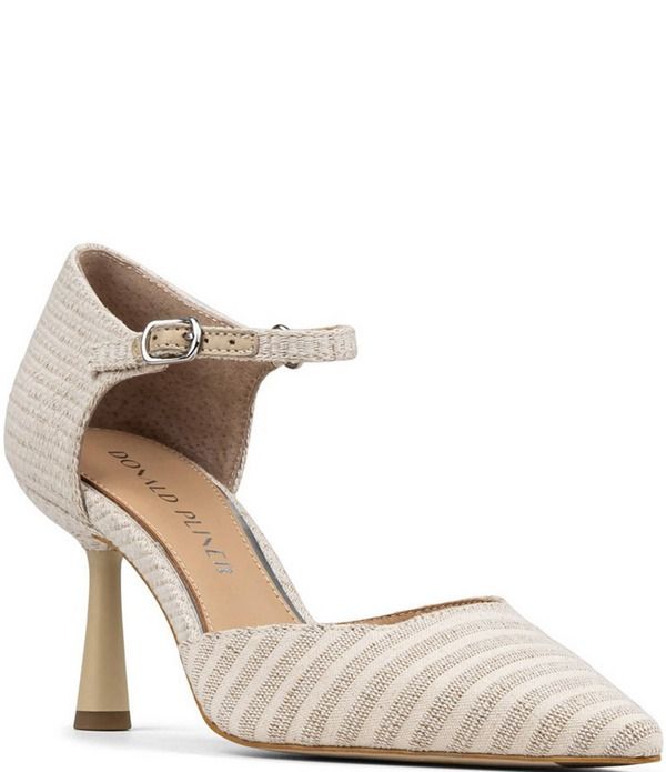 ドナルドプリネール レディース シューズ ヒール リネン Donald Pliner Epyc Striped Linen Pointed Toe Pumps Almond ストライプ