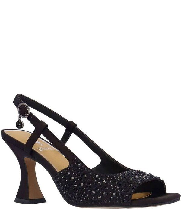 ジェイレニー レディース シューズ サンダル サテン J Renee Loredana Rhinestone Satin Slingback Dressandals Black ブラック