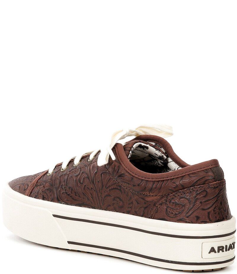 アリアト レディース ボトムス カジュアルパンツ フラワー柄 プラットフォーム スニーカー レース レザー フラワー Ariat Womens Skylar Floral Embossed Leather Lace Up Platform Sneakers B