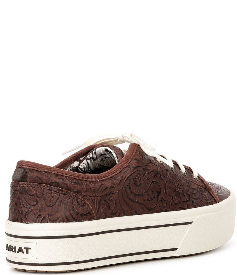 アリアト レディース ボトムス カジュアルパンツ フラワー柄 プラットフォーム スニーカー レース レザー フラワー Ariat Womens Skylar Floral Embossed Leather Lace Up Platform Sneakers B