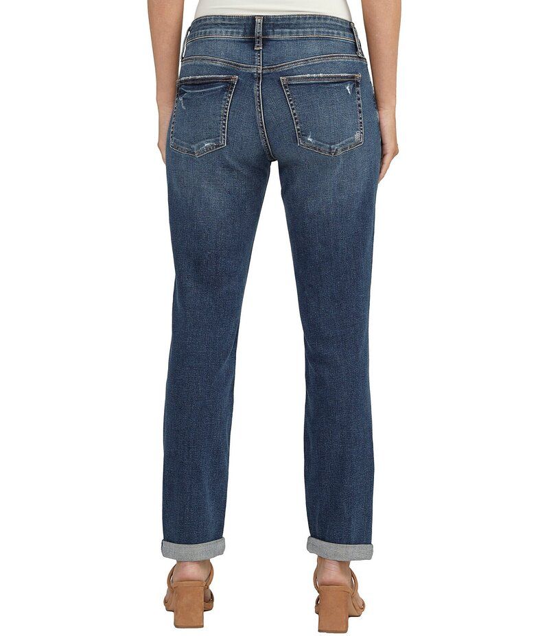 シルバー ジーンズ レディース ボトムス デニムパンツ Silver Jeans Co Mid Rise Power Stretch Boyfriend Slim Cuff Jeans Indigo インディゴ