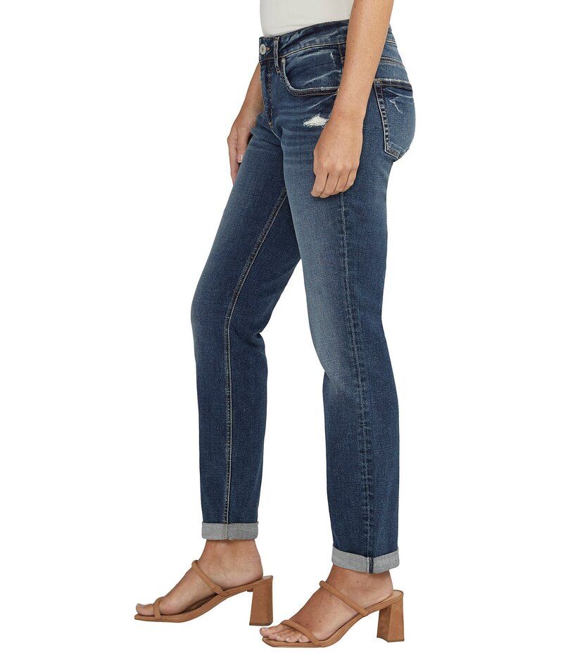 シルバー ジーンズ レディース ボトムス デニムパンツ Silver Jeans Co Mid Rise Power Stretch Boyfriend Slim Cuff Jeans Indigo インディゴ