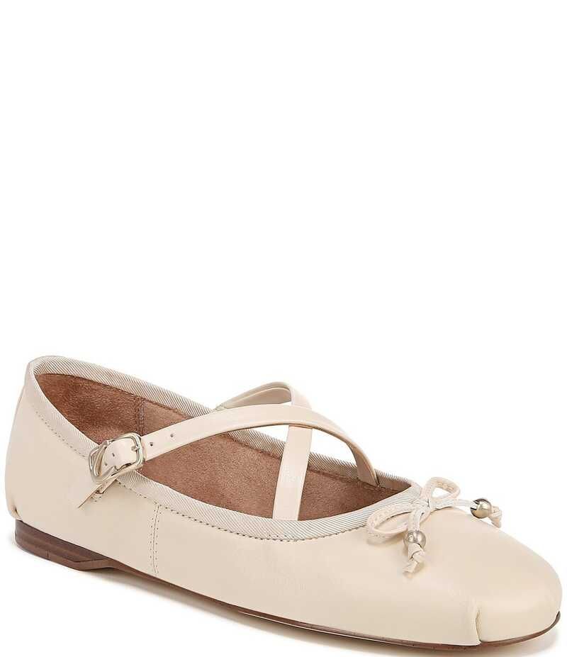 サムエデルマン レディース シューズ パンプス レザー Circus NY by Sam Edelman Zuri Leather Bow Mary Jane Ballerina Flats Vanilla Bean