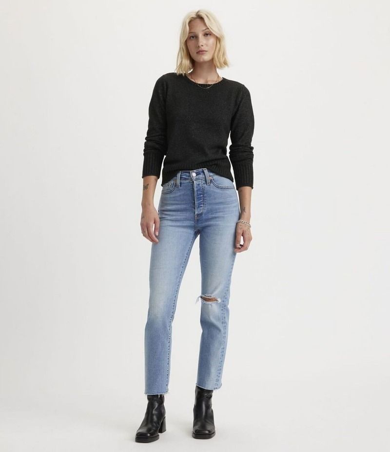 リーバイス レディース ボトムス デニムパンツ ストレート ジーンズ LevisR Wedgie High Rise Straight Leg Destructed Jeans Night Sight リーバイス レディース ボトムス デニムパンツ ストレート ジーンズ LevisR Wedgie High Rise Straight Leg Destructed Jeans Night Sight