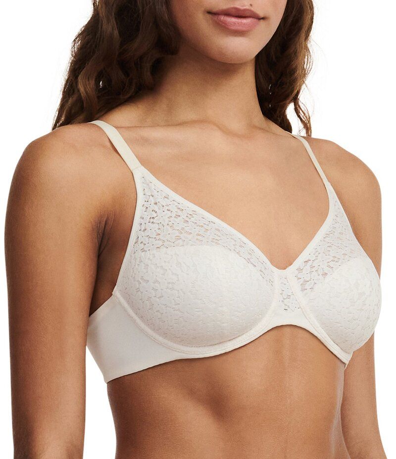シャントル レディース アンダーウェア ブラジャー フラワー柄 Tシャツ レース フラワー Chantelle Norah Floral Stretch Lace Full Coverage TShirt Seamless Bra Talc