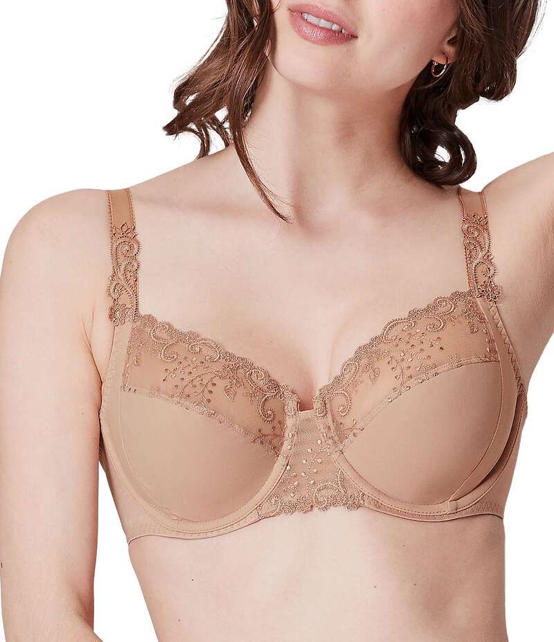 シモーヌペレール レディース アンダーウェア ブラジャー フラワー柄 刺繍 フラワー Simone Perele Delice Floral Embroidered Full Busted Contour Underwire Square Back Bra N