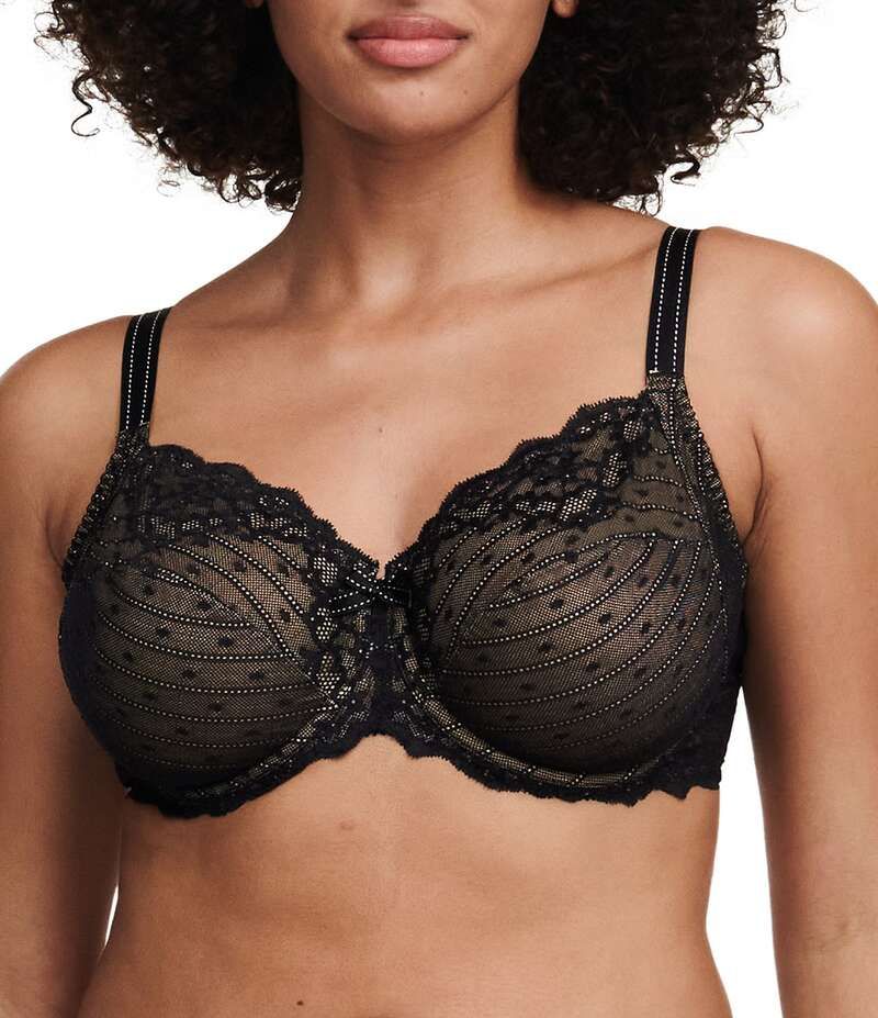 シャントル レディース アンダーウェア ブラジャー フラワー柄 レース フラワー Chantelle Rive Gauche Floral Stretch Lace 3Part Cup Underwire Bra Black ブラック