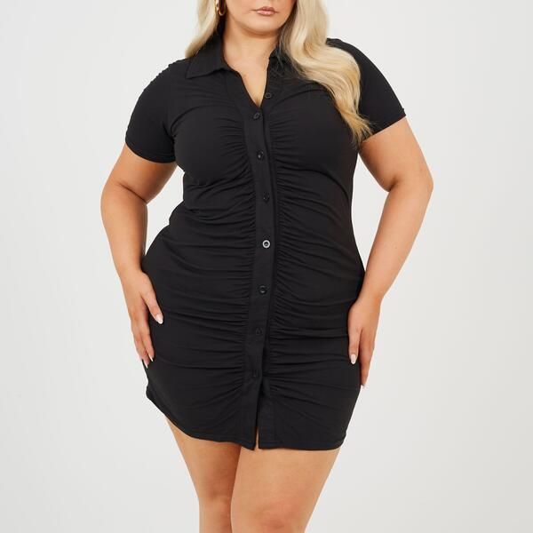 ブレーブソウル レディース トップス シャツ プラスサイズ ジャージー Brave Soul BS Womens Plusize Jersey Short Sleeve Shirt Dress Black ブラック