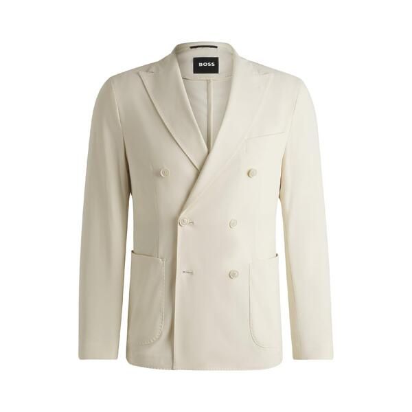 ボス メンズ アウター ジャケット・ブルゾン Boss Hanry Double Breasted Formal Jacket Open White ホワイト