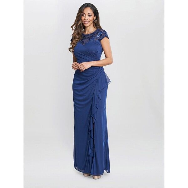 ジーナバッコーニ レディース トップス ワンピース マキシワンピース マキシ Gina Bacconi Cecilia Maxi Dress NAVY ネイビー