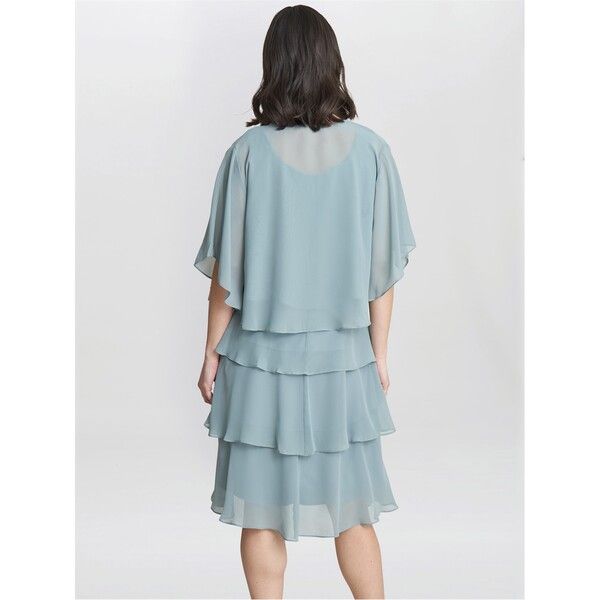 ジーナバッコーニ レディース トップス ワンピース シフォン ジャケット Gina Bacconi Toni Chiffon Tier Jacket Dress SAGE セージ