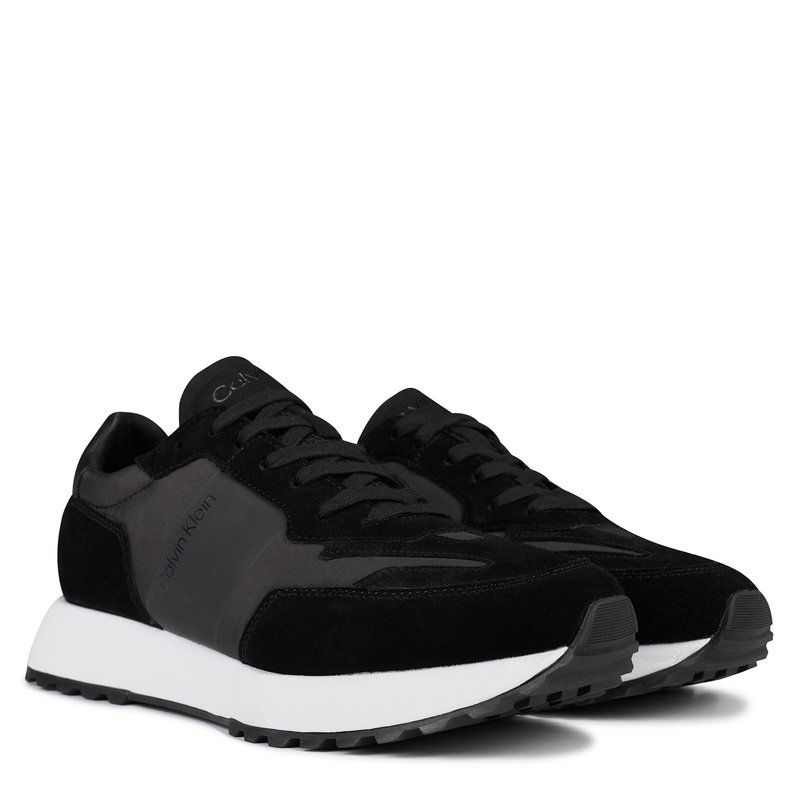 カルバンクライン メンズ シューズ スニーカー スエード Calvin Klein Suede Trainers BlackWhite ホワイト