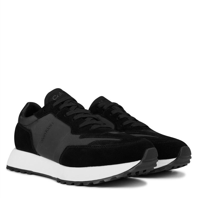 カルバンクライン メンズ シューズ スニーカー スエード Calvin Klein Suede Trainers BlackWhite ホワイト