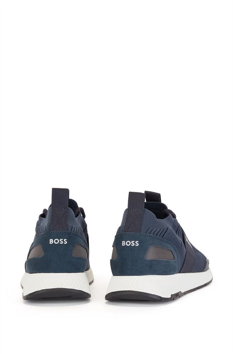 ボス メンズ シューズ スニーカー ニット Boss Titanium Runn Knit Trainers Dark Blue 401 ブルー