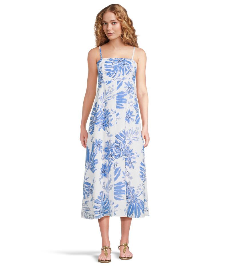 リリーピュリッツァー レディース トップス ワンピース ミディ リネン Lilly Pulitzer Jorgian Linen Midi Dress Resort White Jet Set Jungle ホワイト
