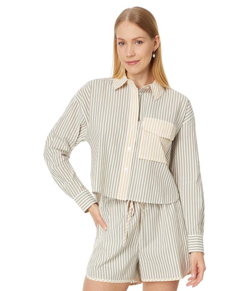 メイドウェル レディース トップス シャツ Madewell FlapPocket Crop ButtonUp Shirt in Poplin Distant Surplus