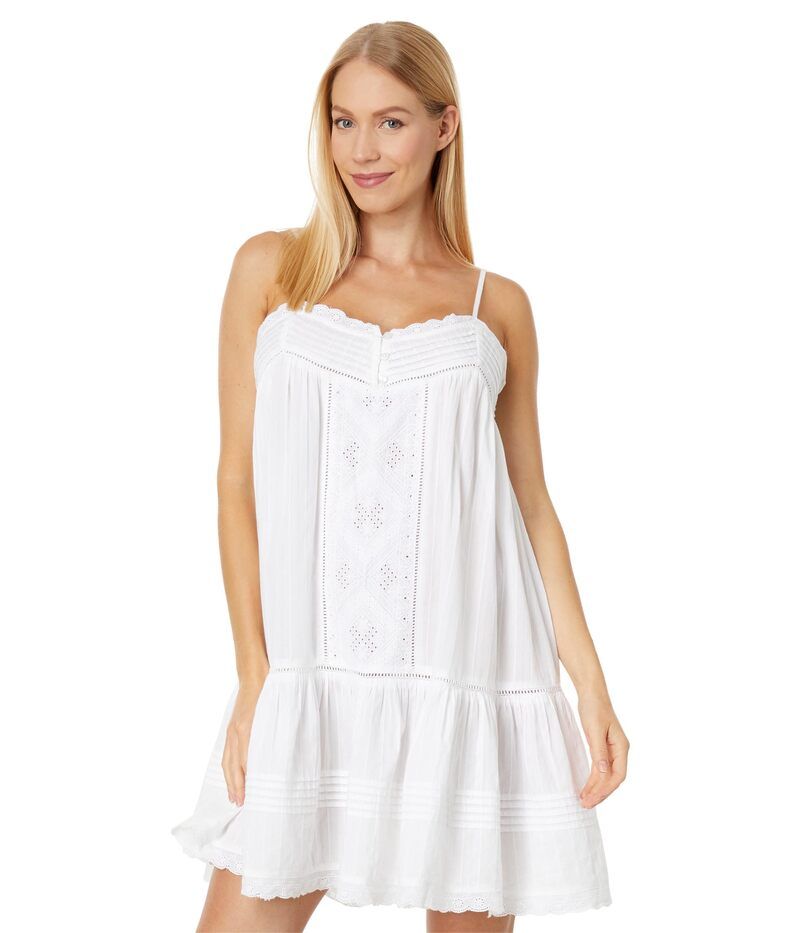 ラッキーブランド レディース トップス ワンピース ミニ 刺繍 Lucky Brandrop Waist Embroidered Mini Dress White ホワイト