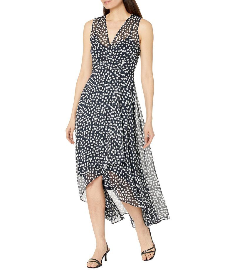 カルバンクライン レディース トップス ワンピース Vネック シフォン プリント マキシ Calvin Klein Chiffon Print VNeck Maxi Dress Indigo Cream クリーム