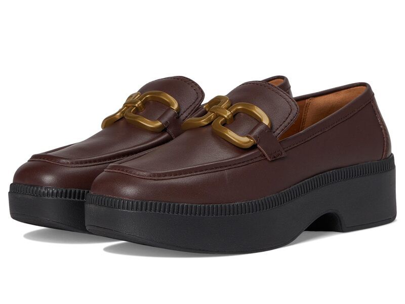 フィットフロップ レディース シューズ スリッポン・ローファー レザー FitFlop FLuma SquareChain Leather Loafers Chocolate チョコレート