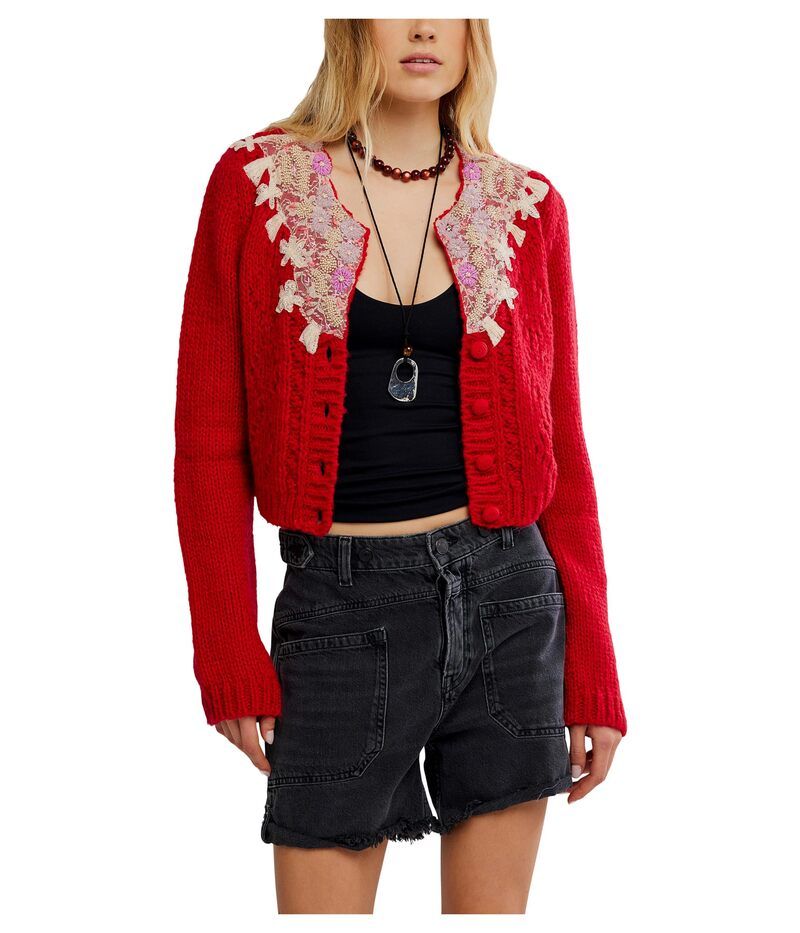 フリーピープル レディース アウター ニット・セーター Free People Pixie Cardi Red レッド