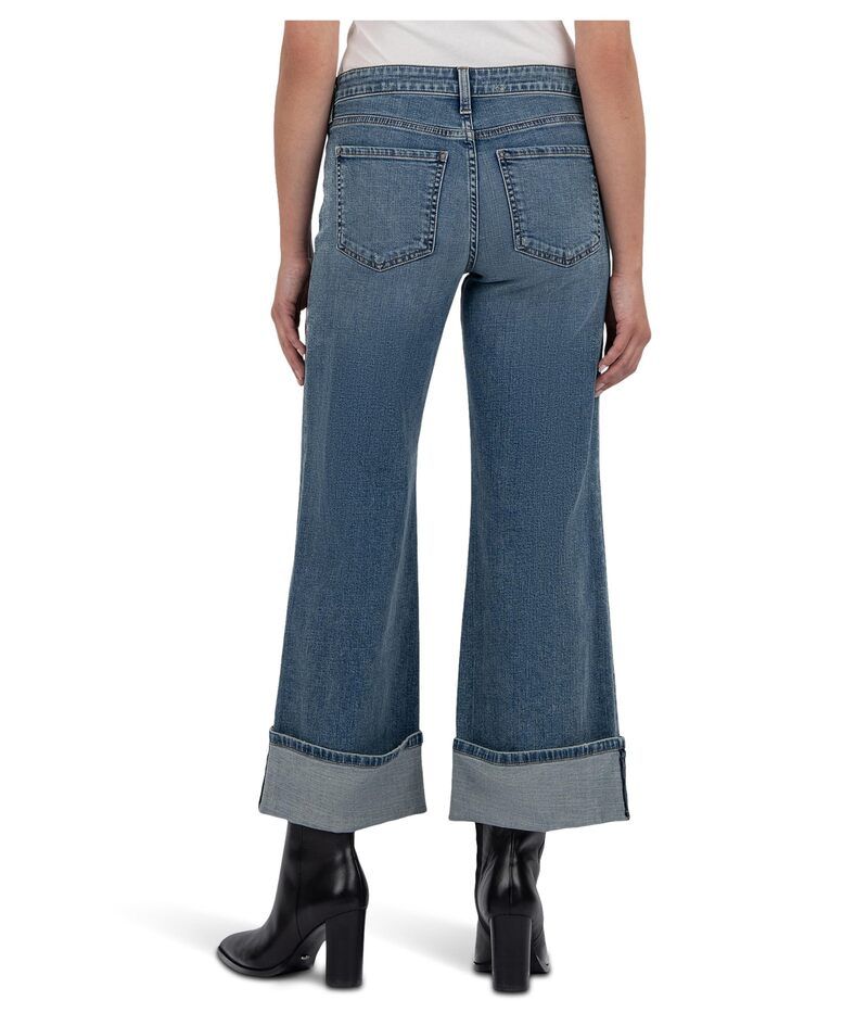 カットフロムザクロス レディース ボトムス デニムパンツ プチ KUT from the Kloth Petite Meg High Rise Fab Ab Wide Legs Roll Up Regular Hem Incontrovertible