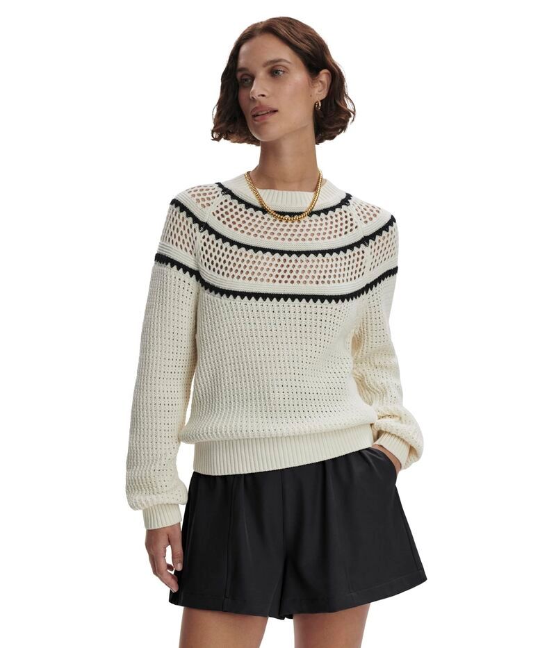 バーレイ レディース アウター ニット・セーター Varley Padbury Pointelle Knit Sweater Egret