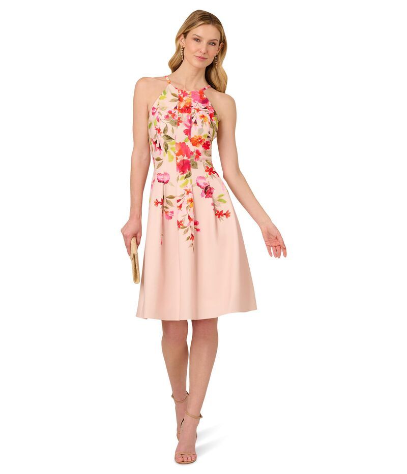 アドリアナ パペル レディース トップス ワンピース フラワー柄 フラワー Adrianna Papell Floral Border Short Dress Champagne Multi シャンパン